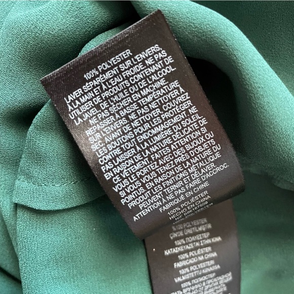 Ted Baker Jamiiee Puff Sleeve Foil Polka Dot Top Blouse Green Gold Size 5 Large - Picture 4 of 15